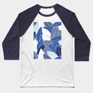 Leaf wall // pattern // navy royal and pale blue leaves pastel blue lines Baseball T-Shirt